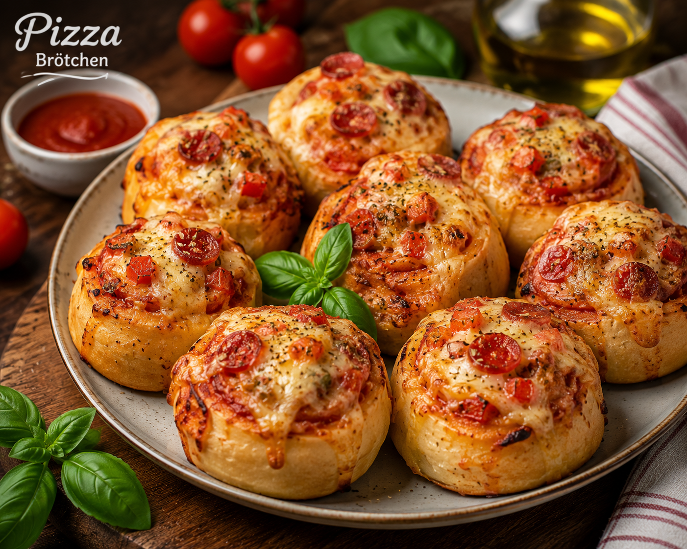 Gefüllte Pizzabrötchen